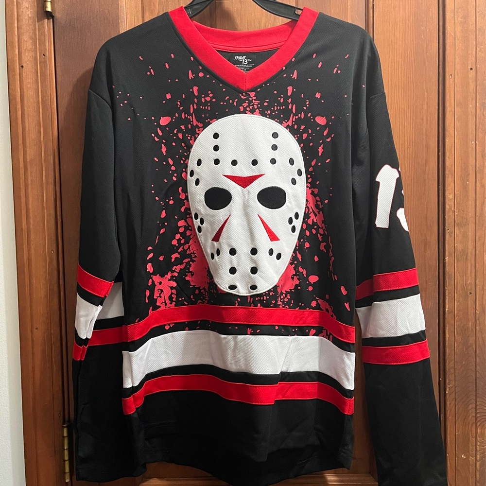 NWT!! Friday the 13th long-sleeved Jason Voorhees jersey.
